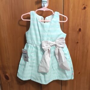 Ruffle Butts Mint and White Striped Dress with Bow